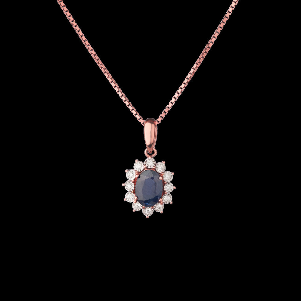 18K Rose Gold Diamond Pendant - 0.08ct SI-GH with Colour Stones