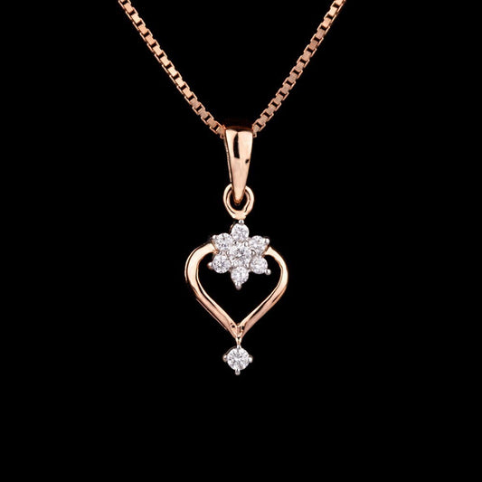 18K Rose Gold Diamond Pendant - 0.12ct VS-GH