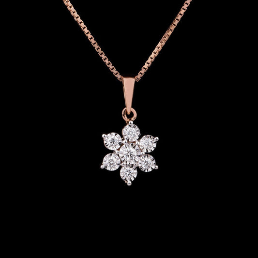 18K Rose Gold Diamond Pendant - 0.18ct VS-SI-GH