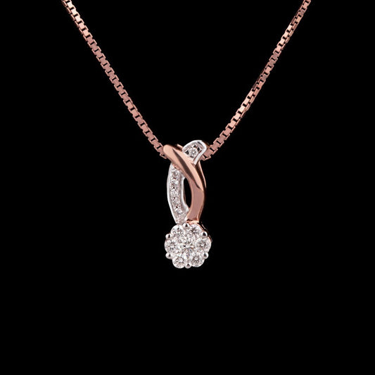 14K Rose Gold Diamond Pendant - 0.15ct VVS-VS-GH