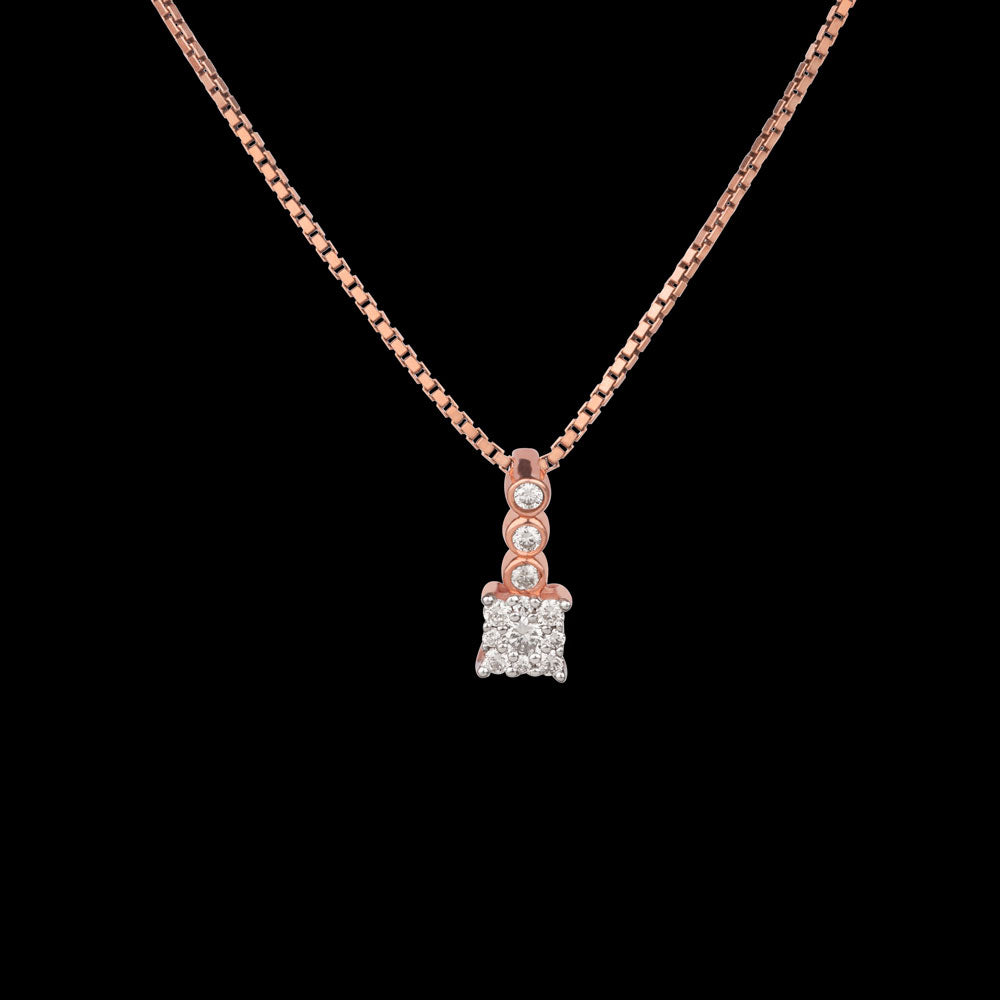 14K Rose Gold Diamond Pendant - 0.14ct VVS-VS-GH