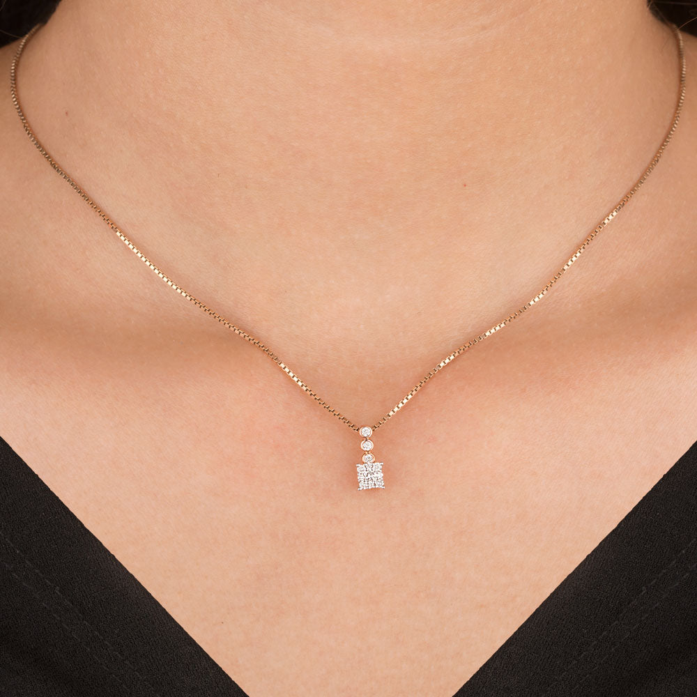 14K Rose Gold Diamond Pendant - 0.14ct VVS-VS-GH