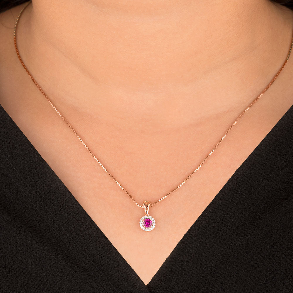 14K Rose Gold Diamond Pendant - 0.07ct VVS-VS-HI with Colour Stones