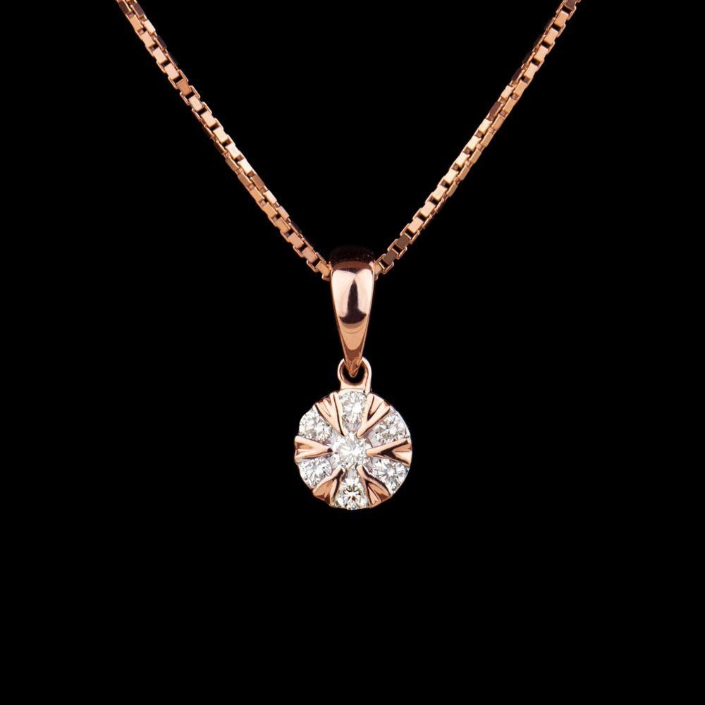 14K Rose Gold Diamond Pendant - 0.17ct VVS-VS-GH