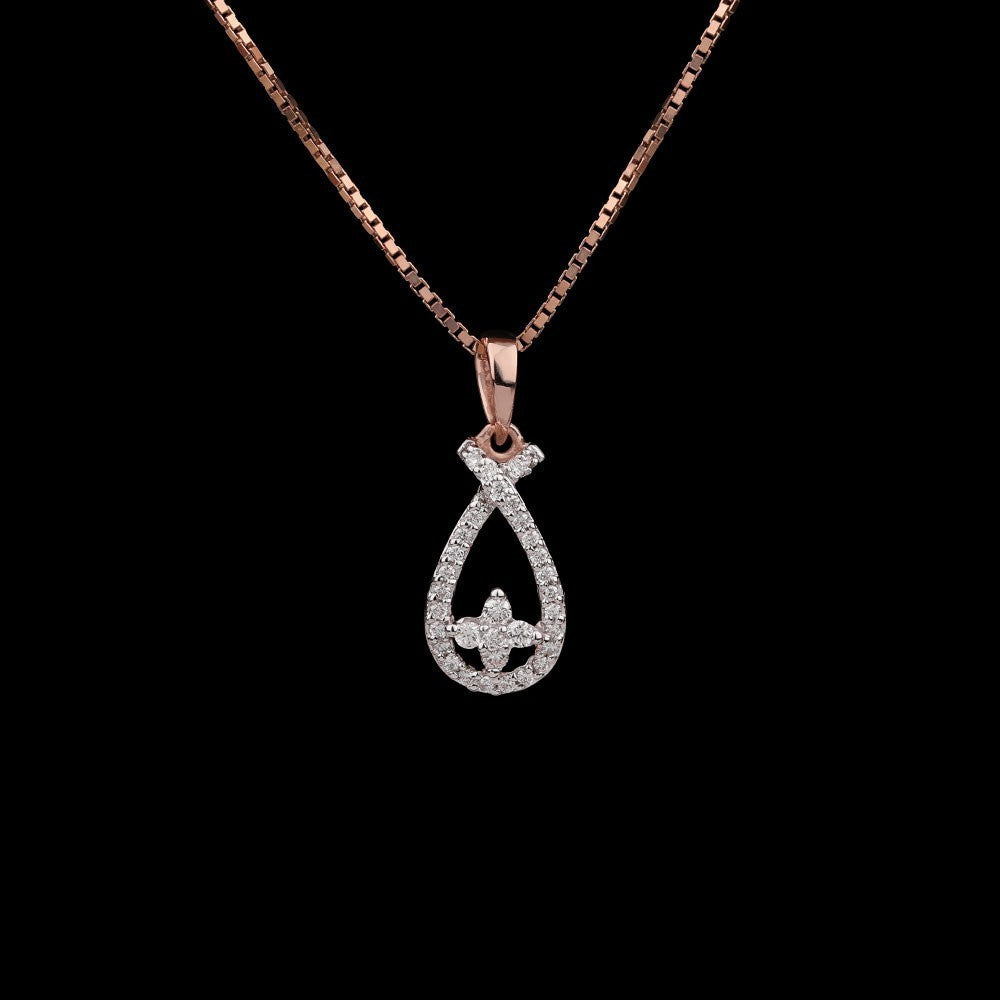 14K Rose Gold Diamond Pendant - 0.17ct VVS-VS-GH