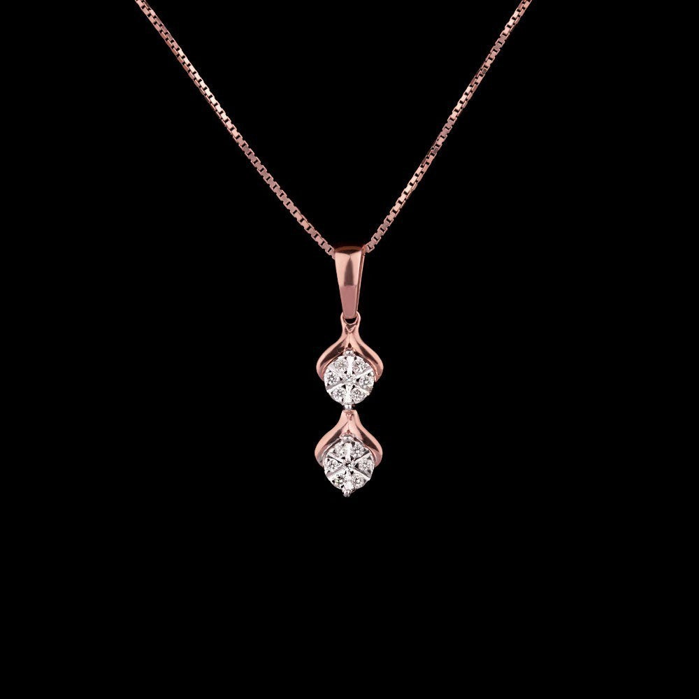 14K Rose Gold Diamond Pendant - 0.12ct VVS-VS-HI