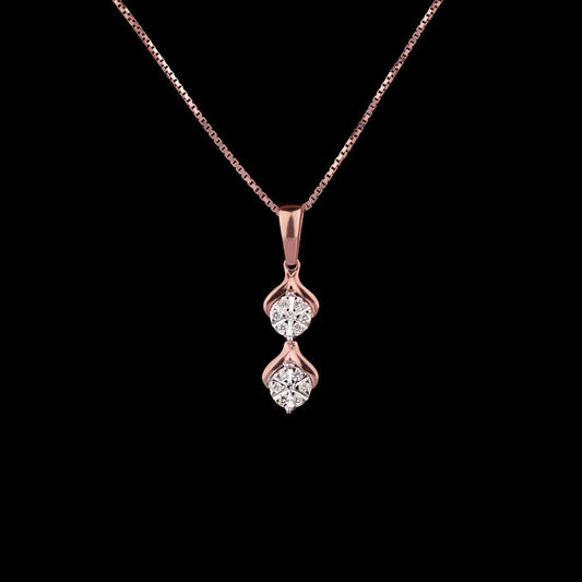14K Rose Gold Diamond Pendant - 0.12ct VVS-VS-HI