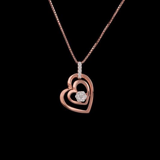 18K Rose Gold Diamond Pendant - 0.16ct VS-GH