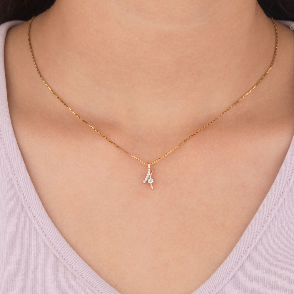 14K Rose Gold Diamond Pendant - 0.11ct VVS-FG