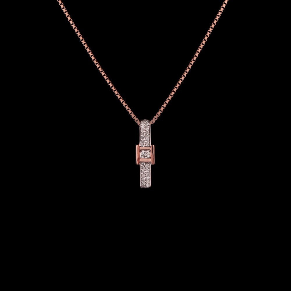 14K Rose Gold Diamond Pendant - 0.09ct VVS-VS-GH