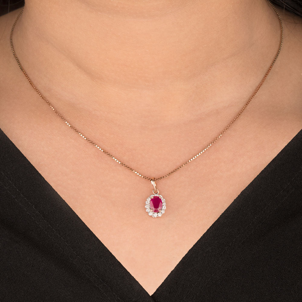 14K Rose Gold Diamond Pendant - 0.13ct VVS-VS-HI with Colour Stones