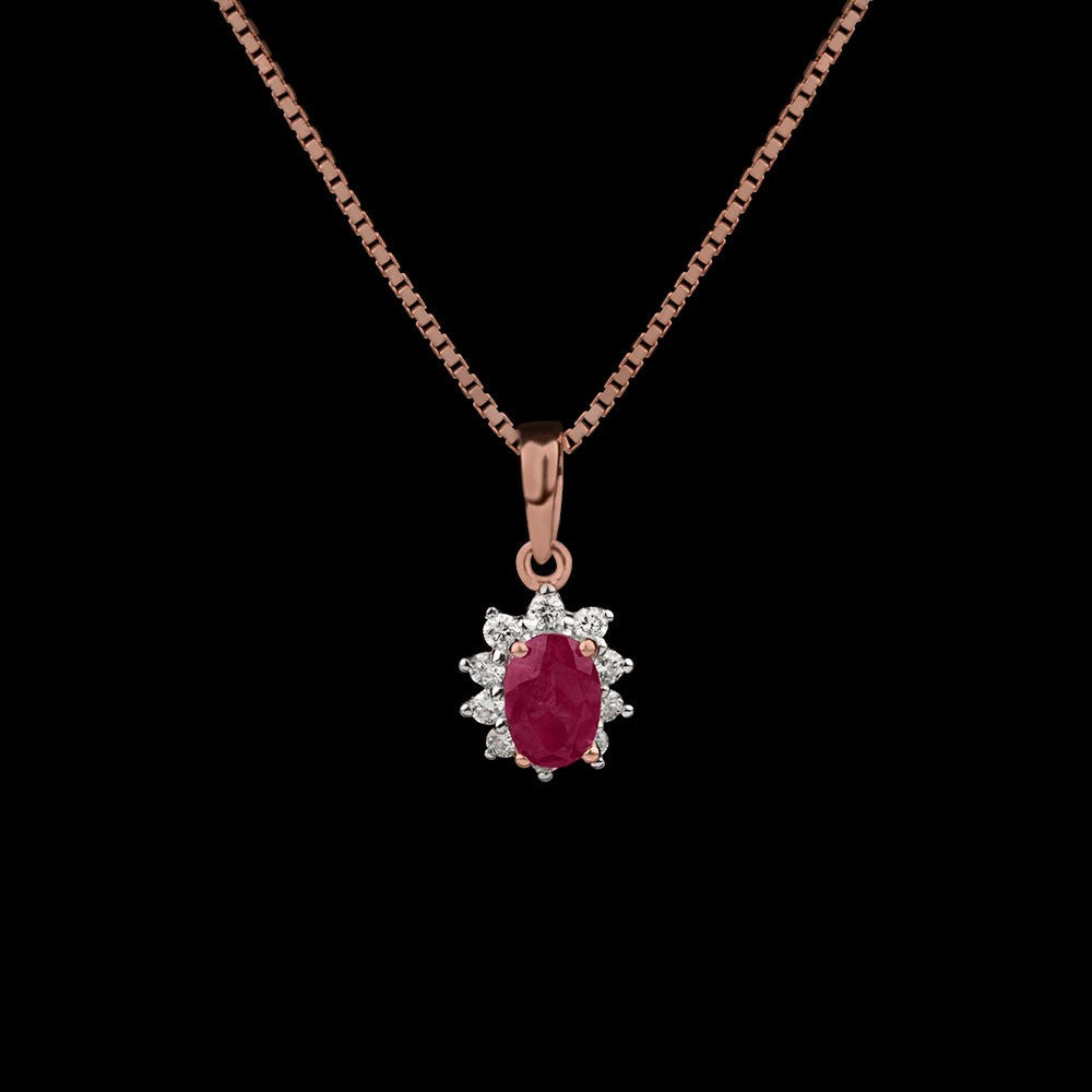 18K Rose Gold Diamond Pendant - 0.13ct VS-GH with Colour Stones