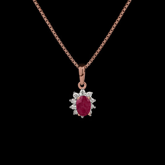 18K Rose Gold Diamond Pendant - 0.13ct VS-GH with Colour Stones