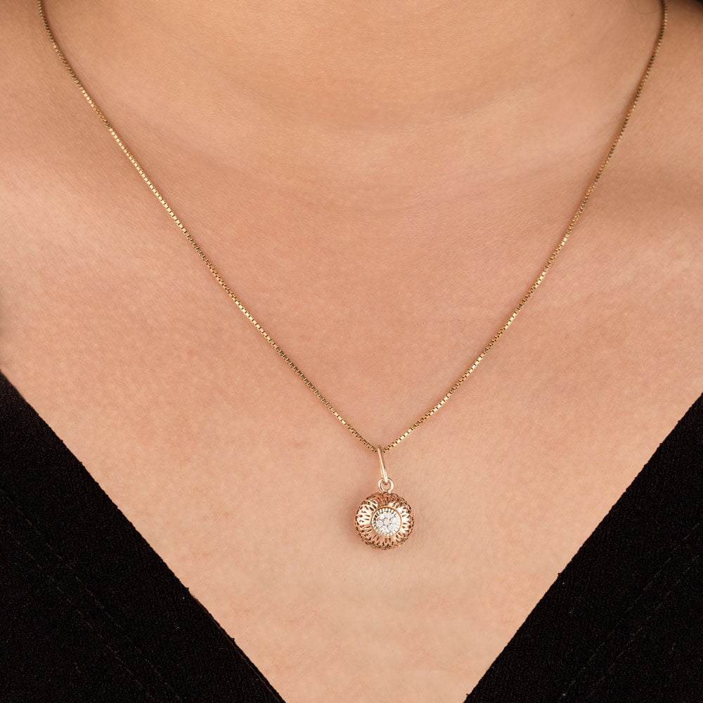 18K Rose Gold Diamond Pendant - 0.1ct VS-GH