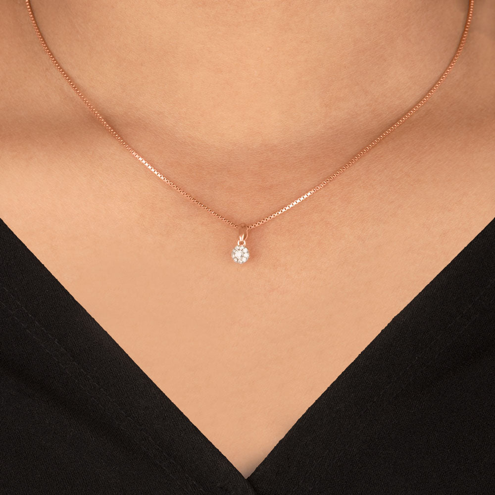 18K Rose Gold Diamond Pendant - 0.09ct SI-GH