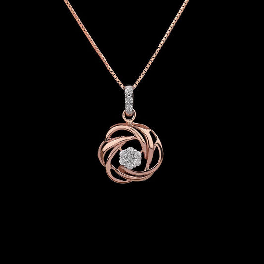 14K Rose Gold Diamond Pendant - 0.18ct VS-HI
