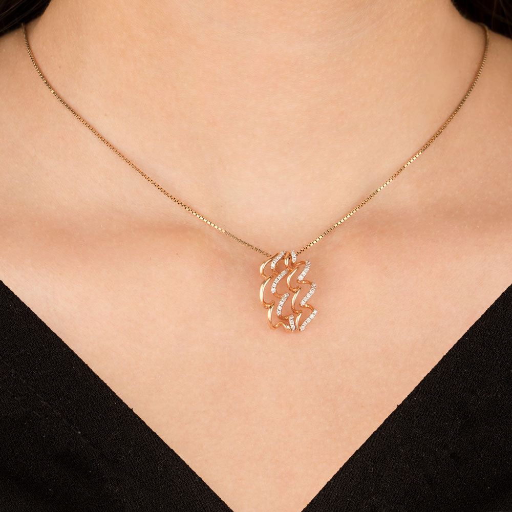 18K Rose Gold Diamond Pendant - 0.19ct SI-IJ