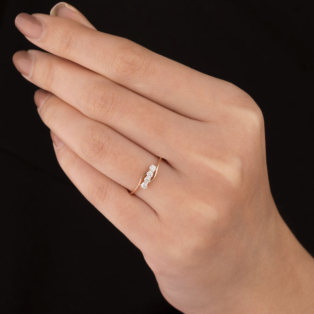 18K Rose Gold Diamond Ring - 0.166ct VVS-VS-HI