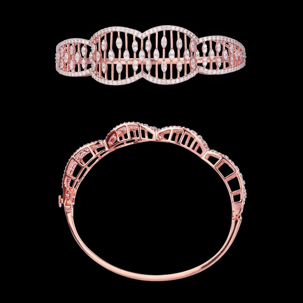 14K Rose Gold Diamond Kada - 2.05ct VVS-VS-HI