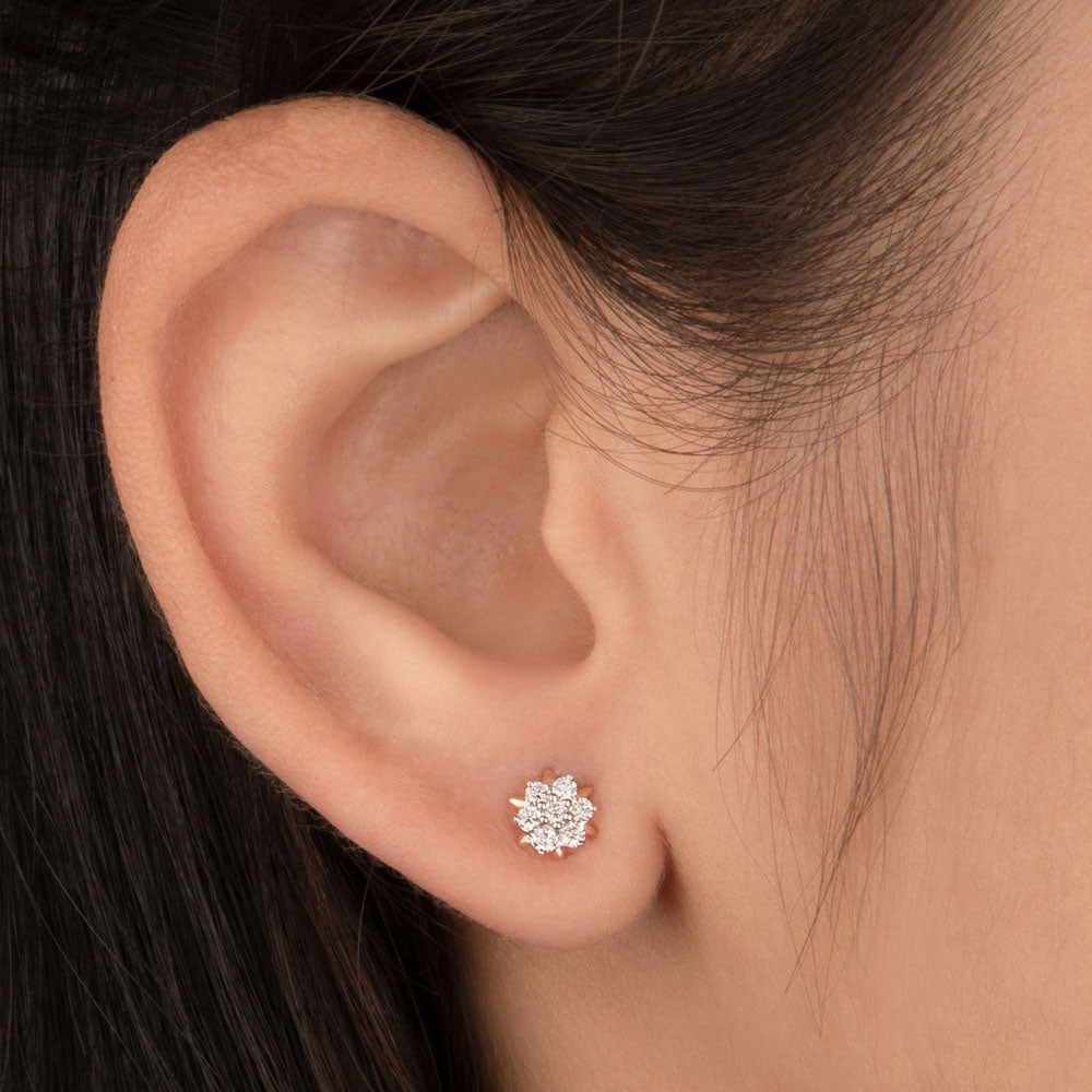 14K Rose Gold Diamond Earrings - 0.2ct VVS-VS-HI