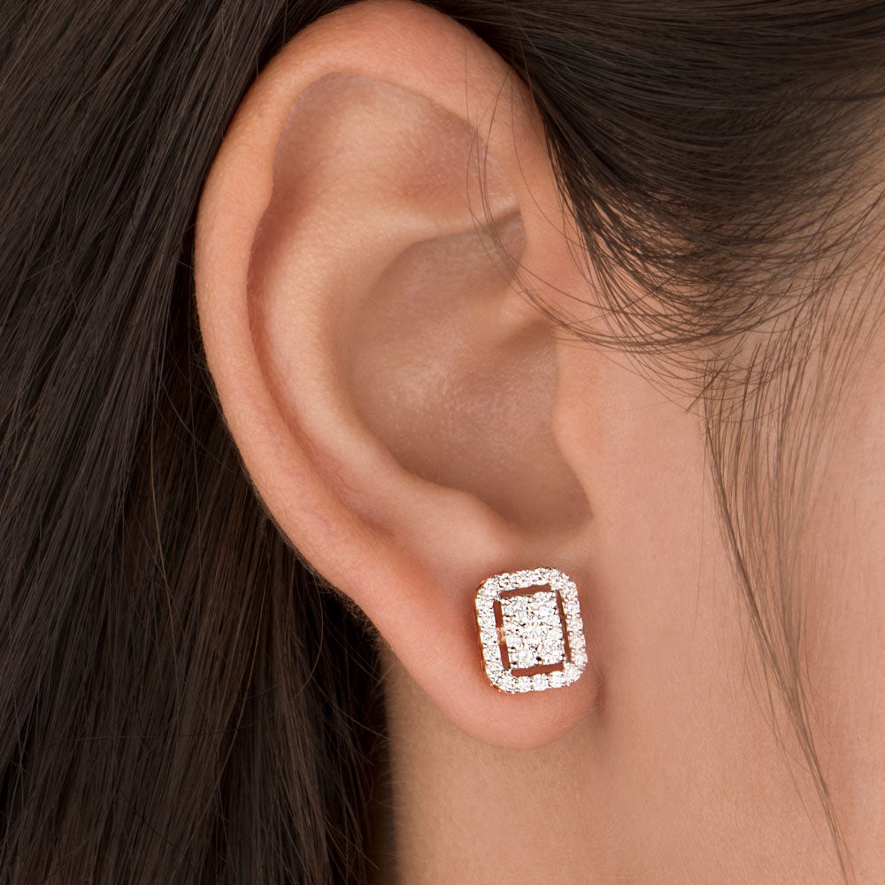 14K Rose Gold Diamond Earrings - 0.75ct VVS-VS-HI