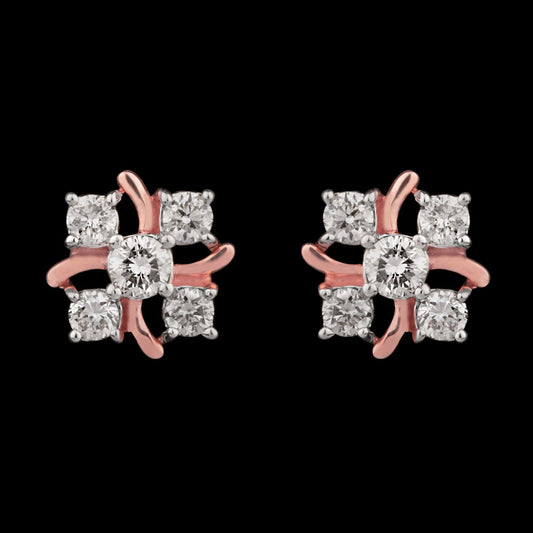 14K Rose Gold Diamond Earrings - 0.43ct SI-GH