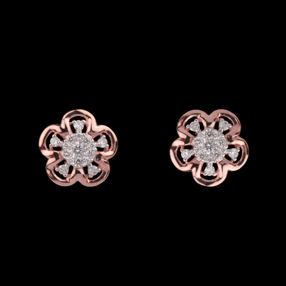 14K Rose Gold Diamond Earrings - 0.24ct VVS-VS-IJ