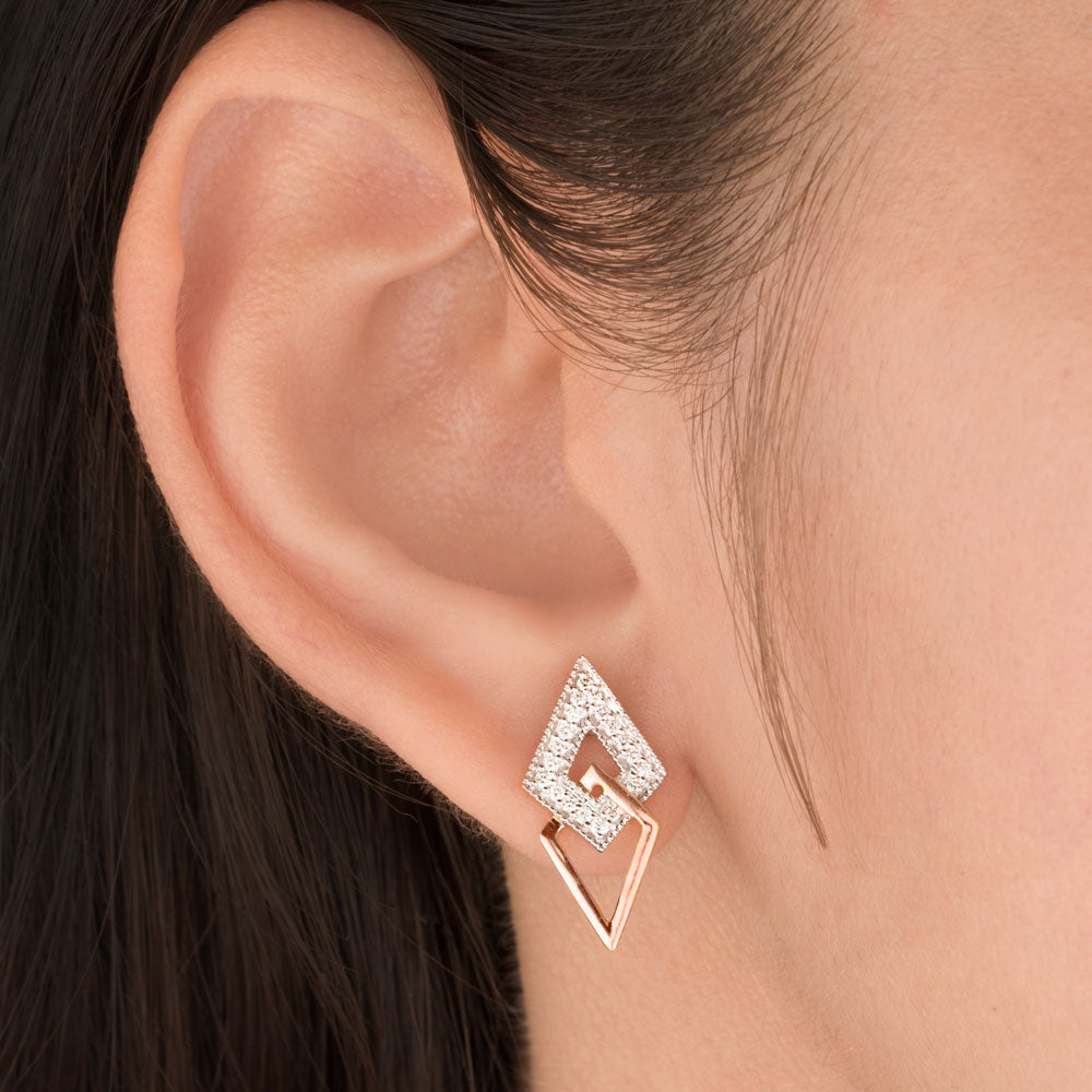 14K Rose Gold Diamond Earrings - 0.22ct VVS-VS-IJ