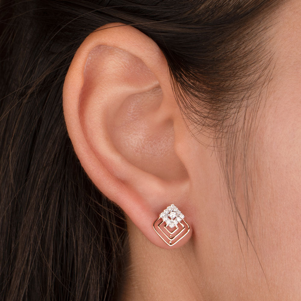 14K Rose Gold Diamond Earrings - 0.19ct VVS-VS-IJ