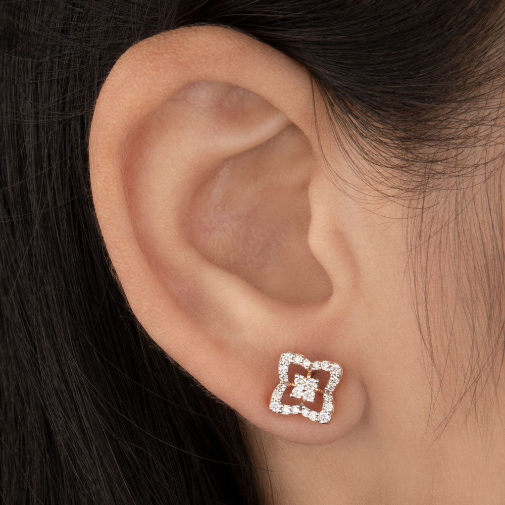 14K Rose Gold Diamond Earrings - 0.33ct VVS-VS-HI