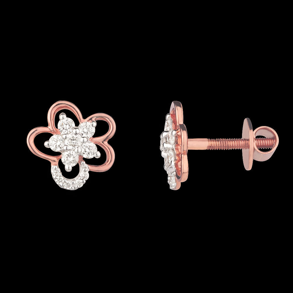 14K Rose Gold Diamond Earrings - 0.33ct VVS-FG