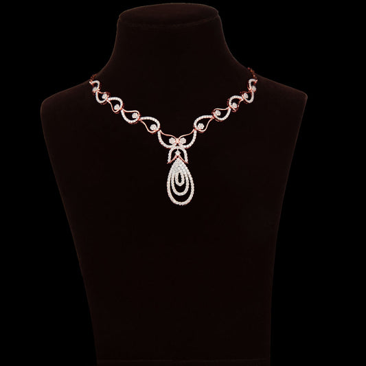 14K Rose Gold Diamond Necklace - 2.71ct VVS-VS-HI