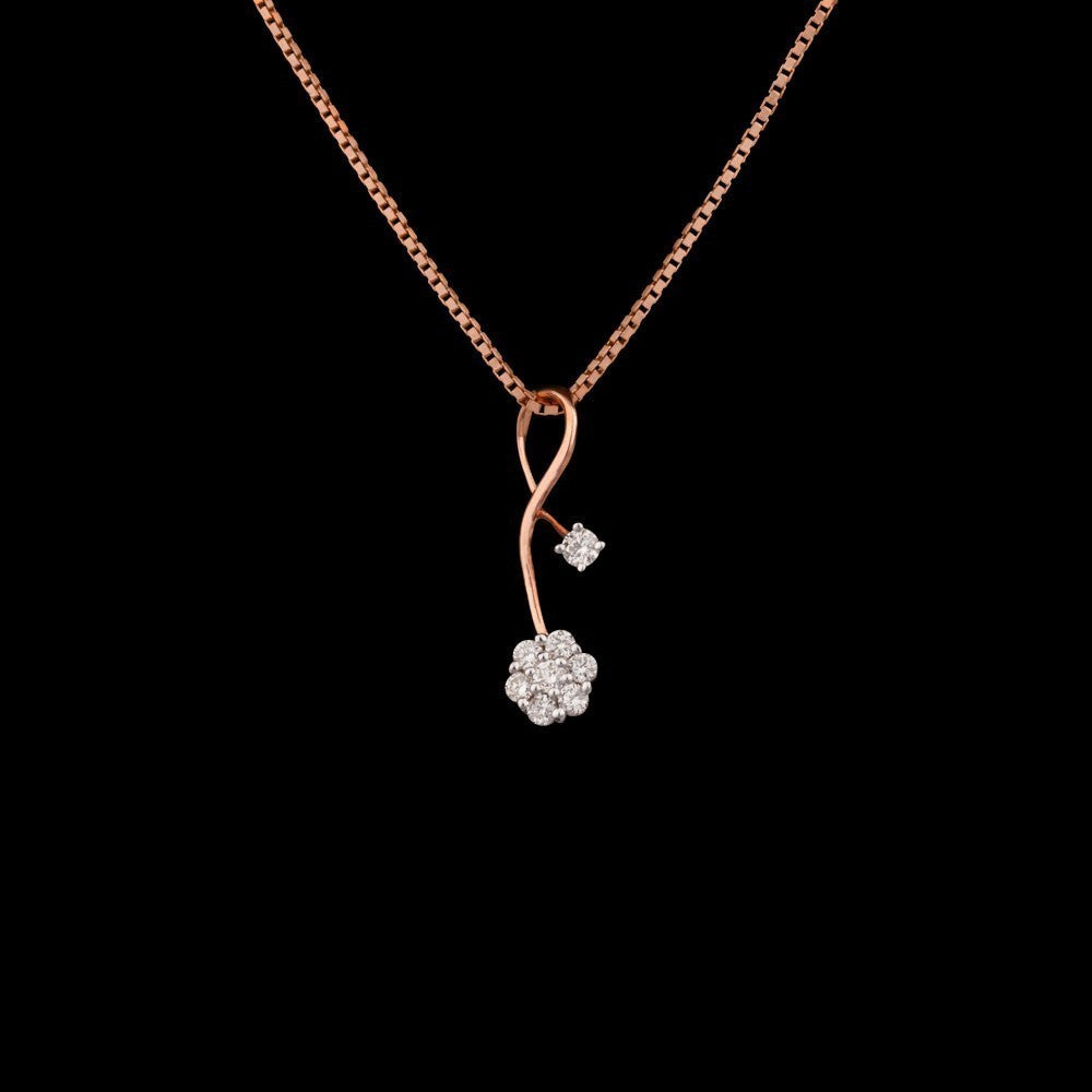 14K Rose Gold Diamond Pendant - 0.216ct SI-HI