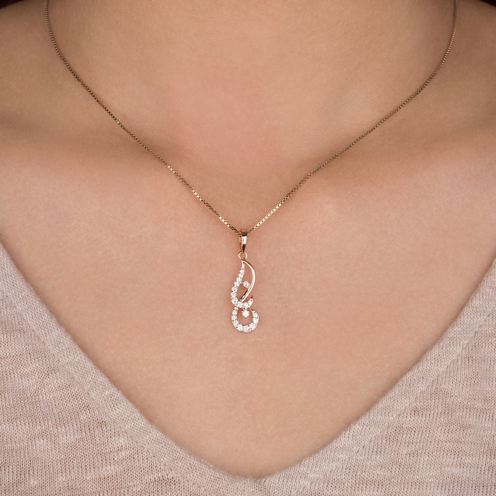 14K Rose Gold Diamond Pendant - 0.26ct SI-HI
