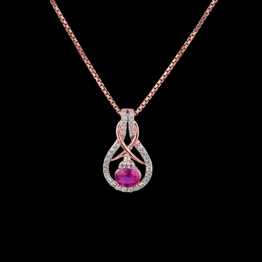 14K Rose Gold Diamond Pendant - 0.19ct VVS-VS-HI with Colour Stones
