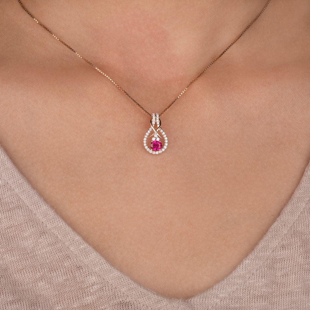 14K Rose Gold Diamond Pendant - 0.19ct VVS-VS-HI with Colour Stones
