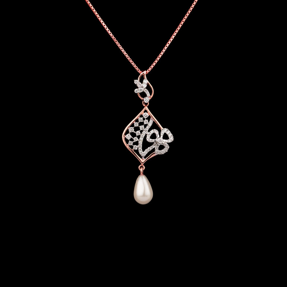 14K Rose Gold Diamond Pendant - 0.4ct VS-SI-GH with Colour Stones