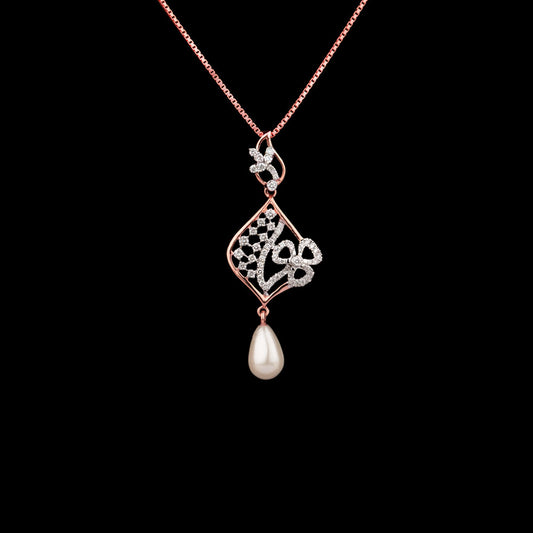 14K Rose Gold Diamond Pendant - 0.4ct VS-SI-GH with Colour Stones