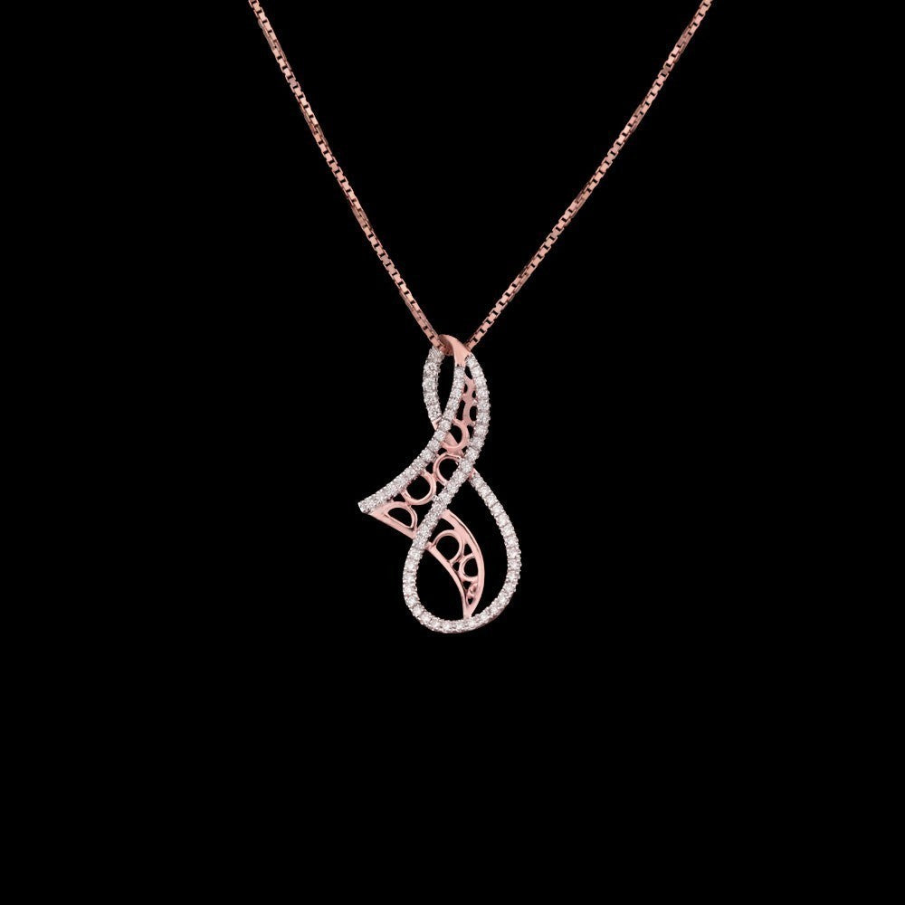 14K Rose Gold Diamond Pendant - 0.24ct VVS-VS-GH