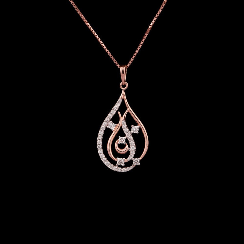 14K Rose Gold Diamond Pendant - 0.48ct VVS-VS-IJ