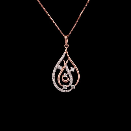 14K Rose Gold Diamond Pendant - 0.48ct VVS-VS-IJ