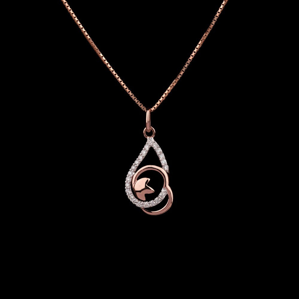 14K Rose Gold Diamond Pendant - 0.21ct VVS-VS-IJ