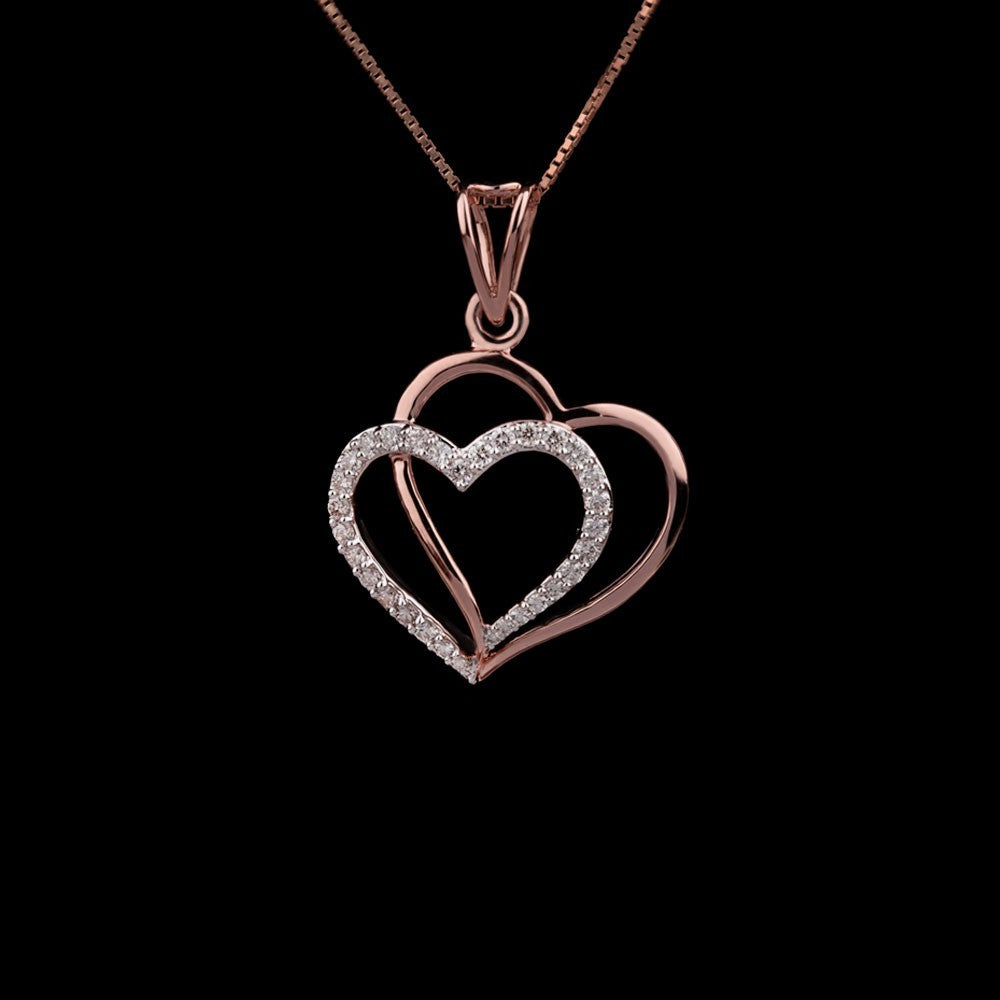 14K Rose Gold Diamond Pendant - 0.38ct VVS-VS-IJ