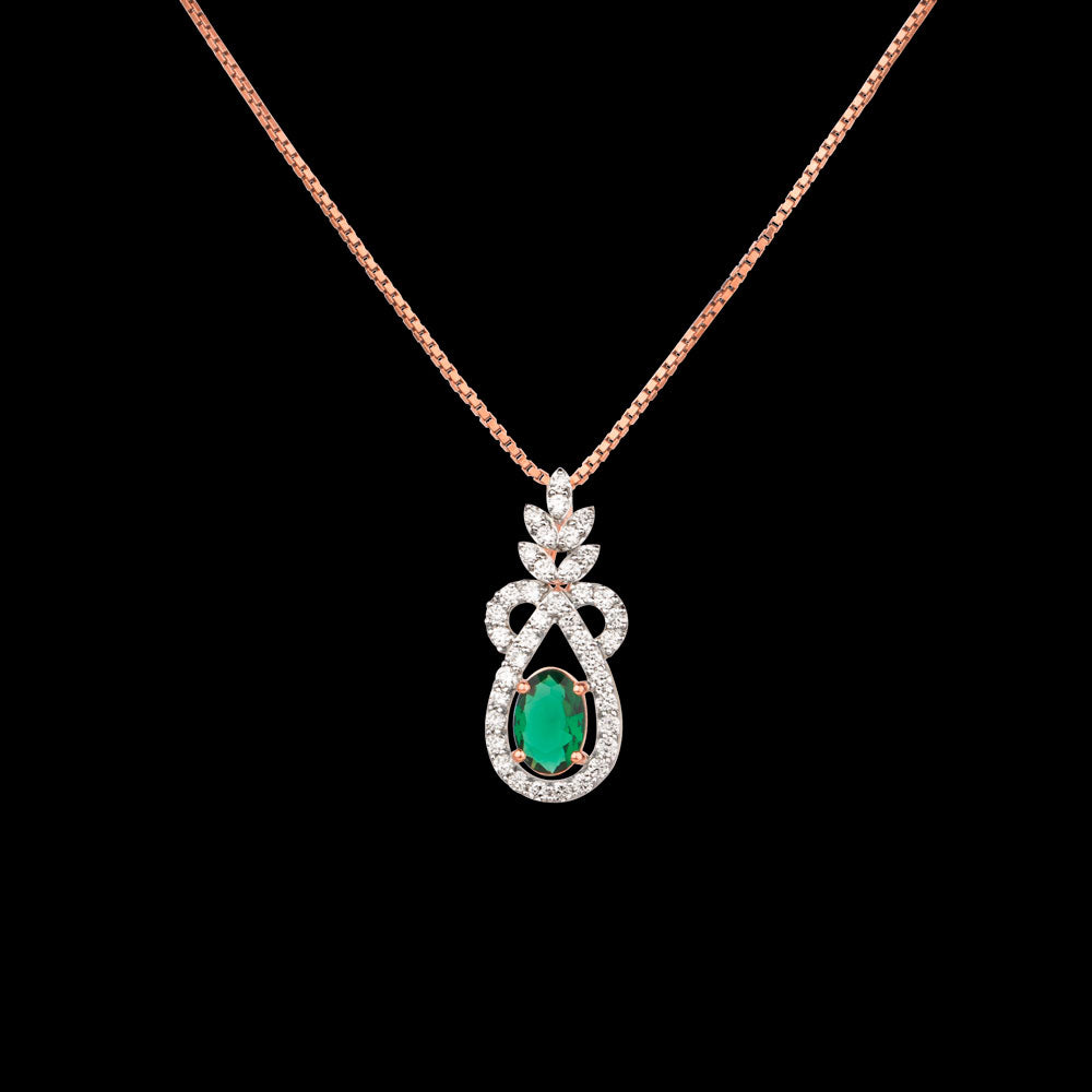 14K Rose Gold Diamond Pendant - 0.46ct SI-GH with Colour Stones
