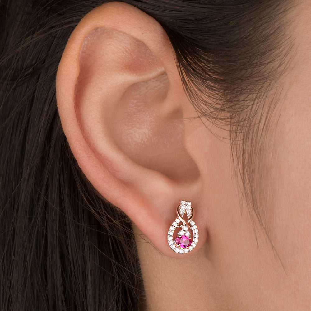 18K Rose Gold Diamond Jewellery - 0.25ct VVS-FG with Colour Stones