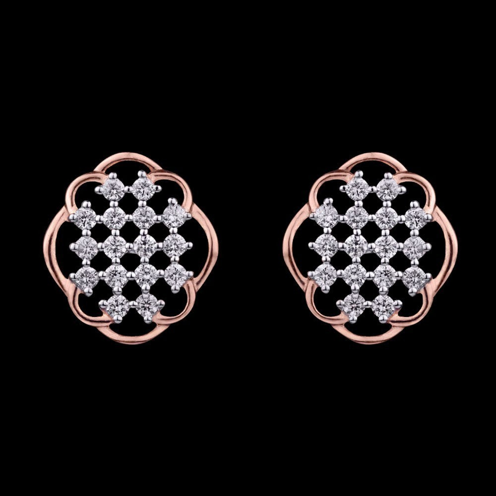 18K Rose Gold Diamond Earrings - 0.37ct VS-FG