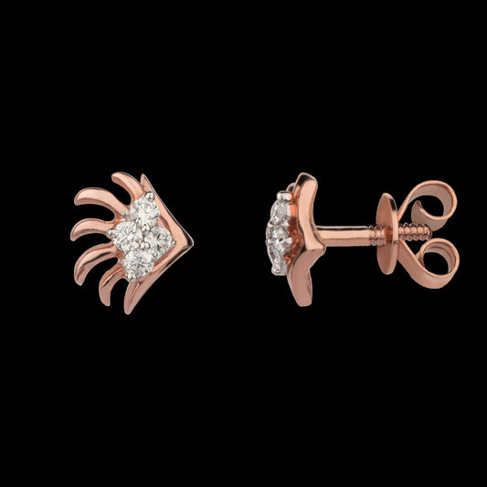 18K Rose Gold Diamond Earrings - 0.15ct VS-FG