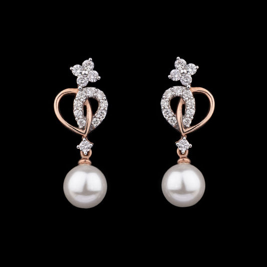 14K Rose Gold Diamond Earrings - 0.34ct SI-IJ with Colour Stones