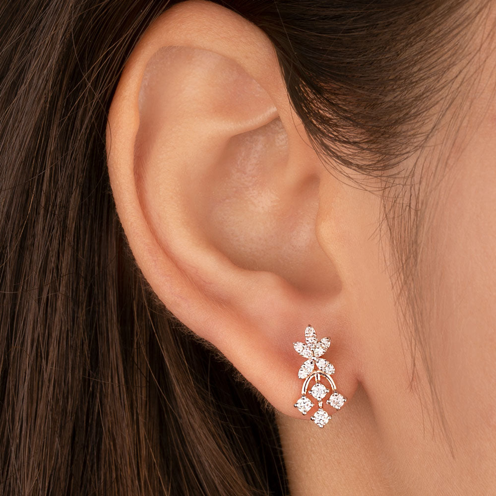 18K Rose Gold Diamond Earrings - 0.42ct VVS-VS-GH