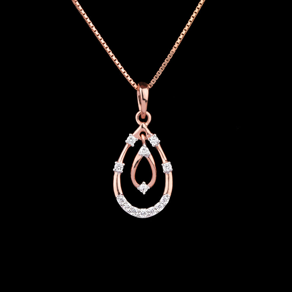 14K Rose Gold Diamond Pendant - 0.15ct VVS-EF